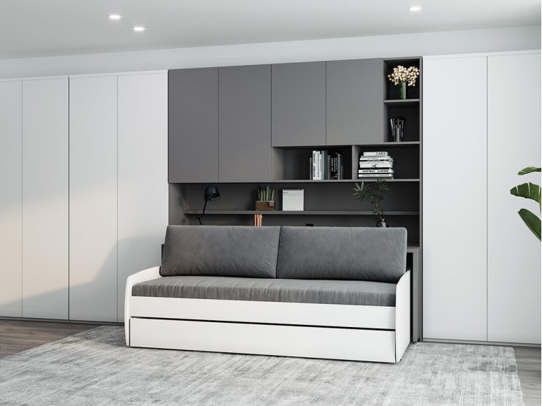 Eco Compact Full/Full XL Sofa Bed and Cabinet System
