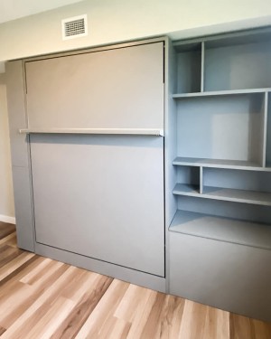 C - ROYAL Queen Wall Bed with Wardrobes and Bookcases