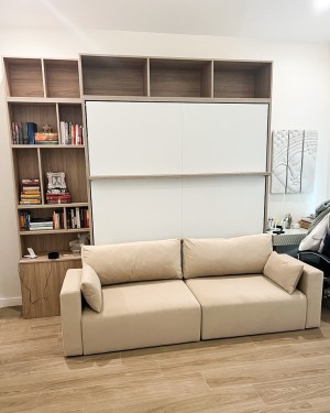 C - ROYAL King Wall Bed with Sectional Sofa and Bookcase Set