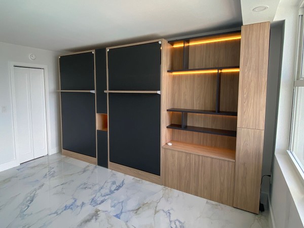 Royal Twin Twin XL Wall Bed with Bookcase and Wardrobe 2