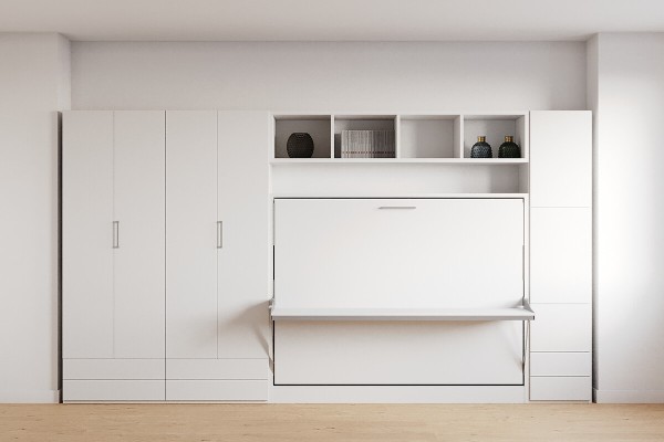 D - Double Fold Queen Murphy Wall Bed with Wardrobe