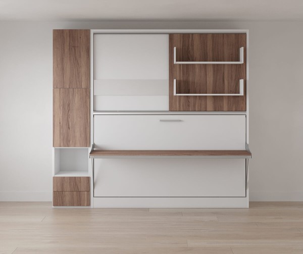 D - Parete Letto - Twin Wall Bed System with Desk and Convertible Wardrobe