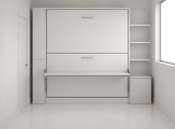 D - Pensiero Twin Wall Bunk Bed with Bookcase and Table