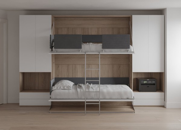 Pensiero Twin Wall Bunk Bed with Desk and Wardrobe 4