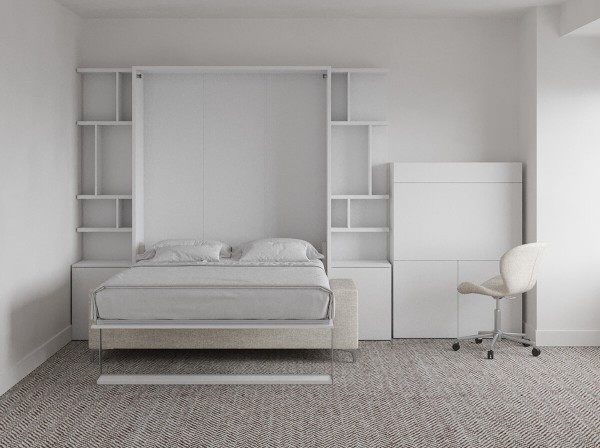 ROYAL Queen Wall Bed with Sectional Sofa and Bookcase Set 399