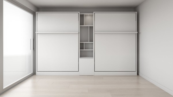 D - ROYAL Full Wall Bed with Small Bookcase