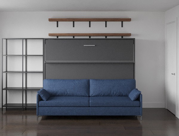 D - Royal Horizontal Queen Wall Bed with Sectional Sofa