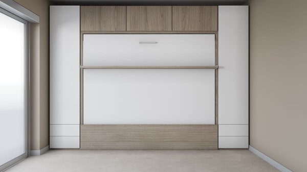 D - Royal Horizontal Queen Wall Bed with Bookcase