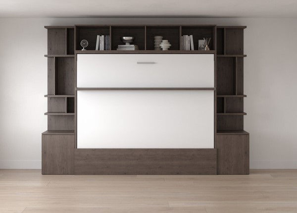 D - Royal Horizontal Queen Wall Bed with Bookcases