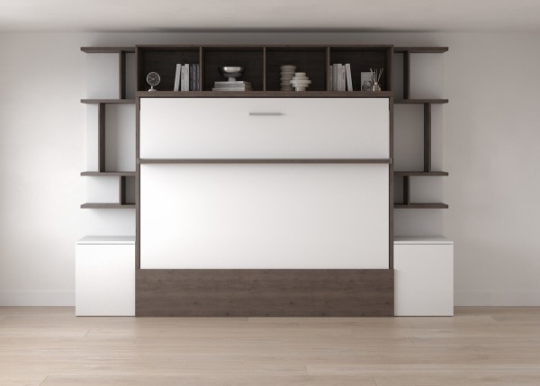 D - Royal Horizontal Queen Wall Bed with Bookcases
