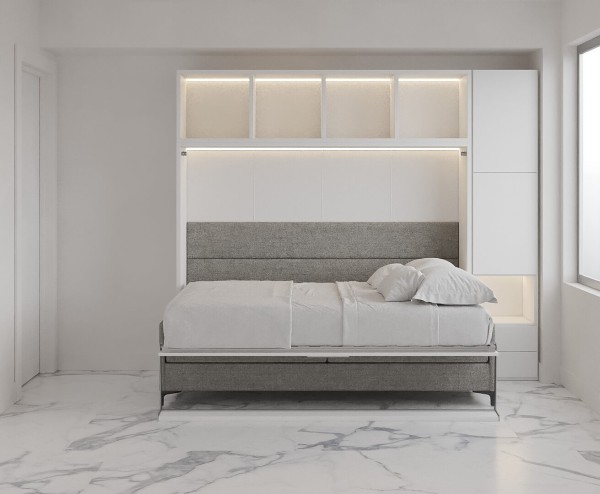Royal Horizontal Queen Wall Bed with Sectional Sofa Bookcase and Wardrobe 10