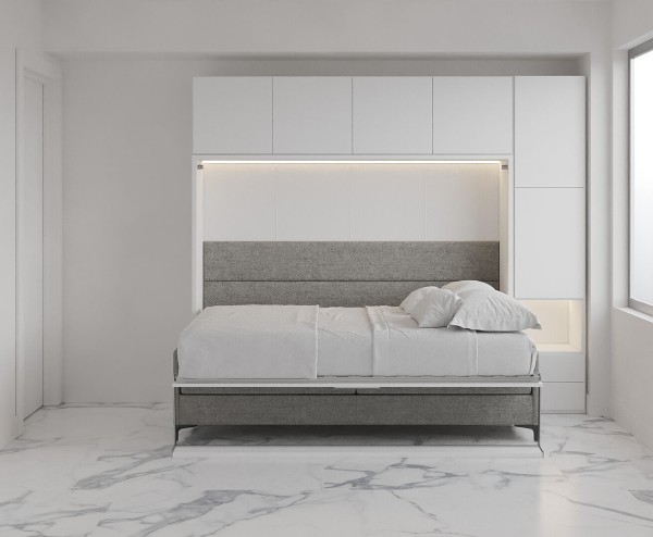 Royal Horizontal Queen Wall Bed with Sectional Sofa Bookcase and Wardrobe 12