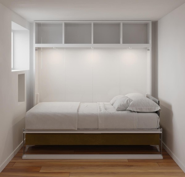 Royal Horizontal Queen Wall Bed with Sectional Sofa and Bookcase 2