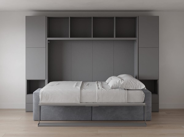 Royal Horizontal Queen Wall Bed with Sectional Sofa and Convertible Wardrobe 2