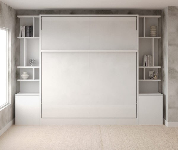 D - Royal King Murphy Bed with Bookcase Set