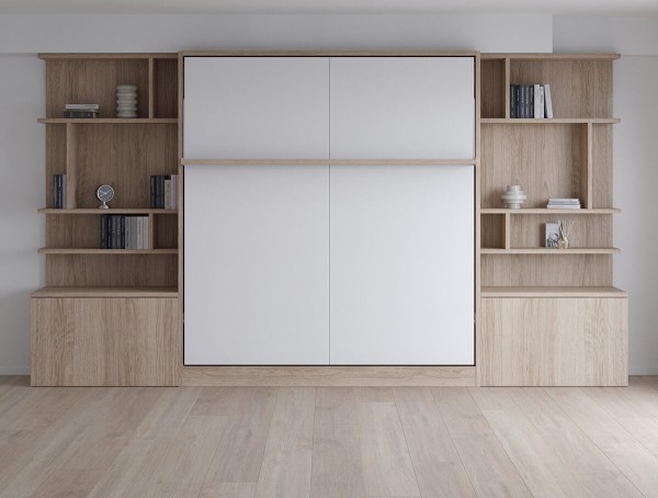 D - Royal King Murphy Bed with Sofa and Bookcase Set