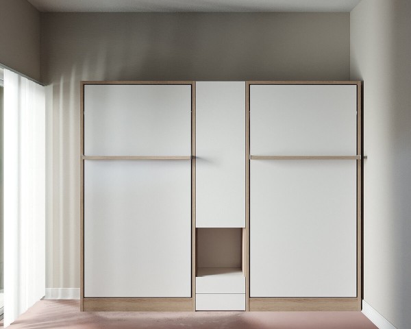 D - Royal Twin / Twin XL Wall Bed with Wardrobe