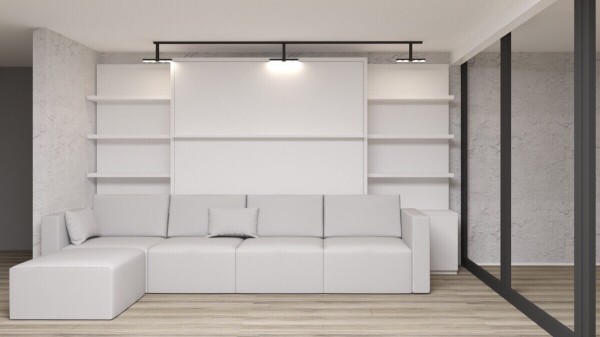 D - ROYAL Queen Wall Bed with Sectional Sofa