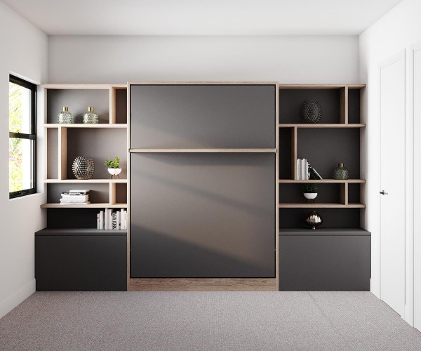 D - ROYAL Queen Wall Bed with Bookcase Set