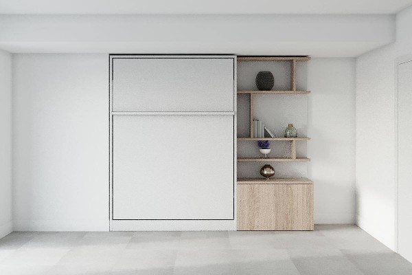 D - ROYAL Queen Wall Bed with Bookcase