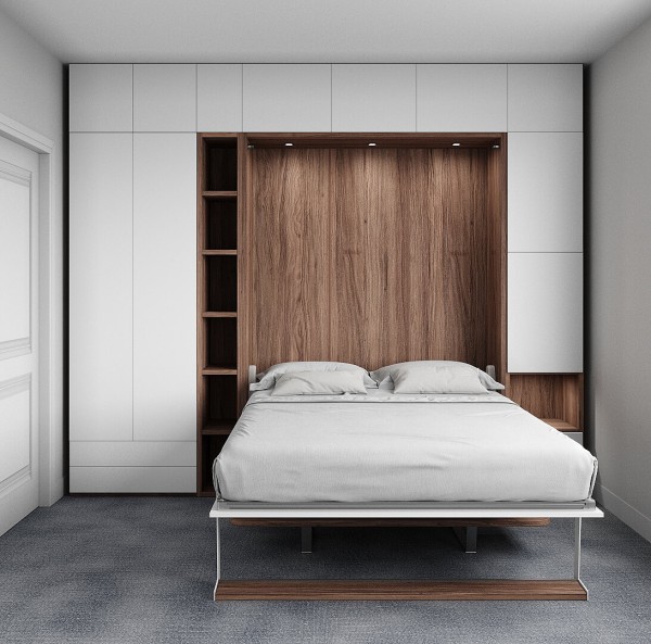 D - ROYAL Queen Wall Bed with Bookcase Set