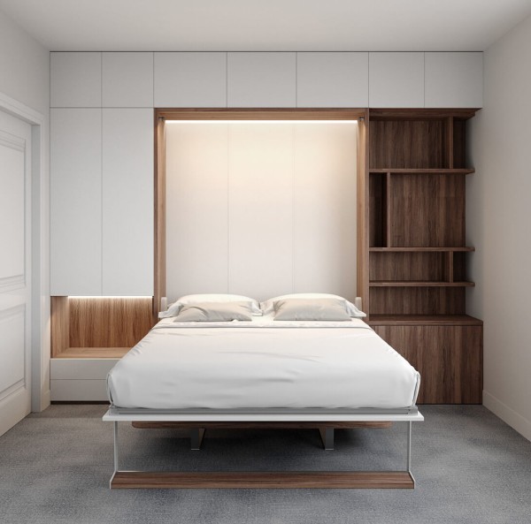 D - ROYAL Queen Wall Bed with Bookcase Set