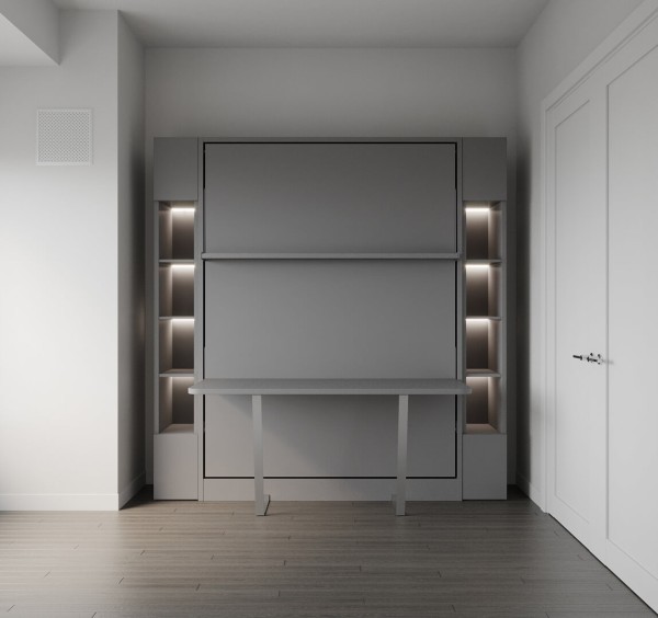 D - Royal Queen Wall Bed With Desk
