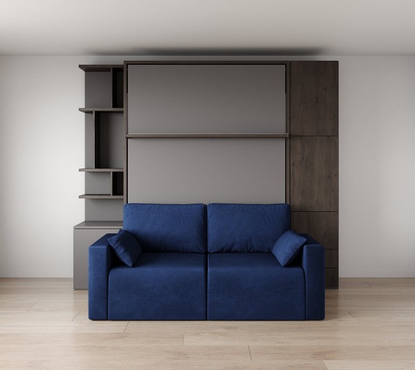 D - ROYAL Queen Wall Bed with Wardrobe and Bookcase Set