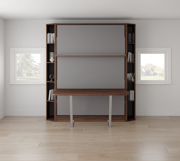 D - ROYAL Queen Wall Bed with Bookcase Set