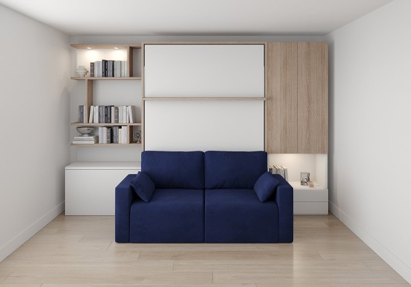 D - ROYAL Queen Wall Bed with Wardrobe and Bookcase Set