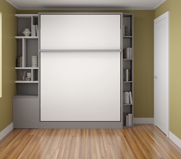 D - ROYAL Queen Wall Bed with Wardrobe and Bookcase Set