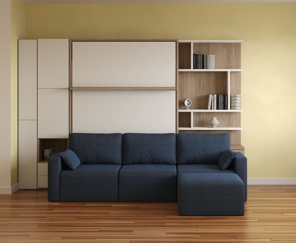 D - ROYAL Queen Wall Bed with Wardrobe and Bookcase Set