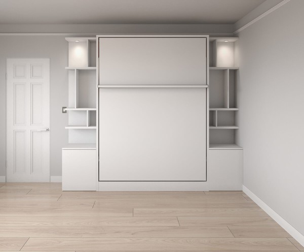 D - ROYAL Queen Wall Bed with Wardrobe and Bookcase Set