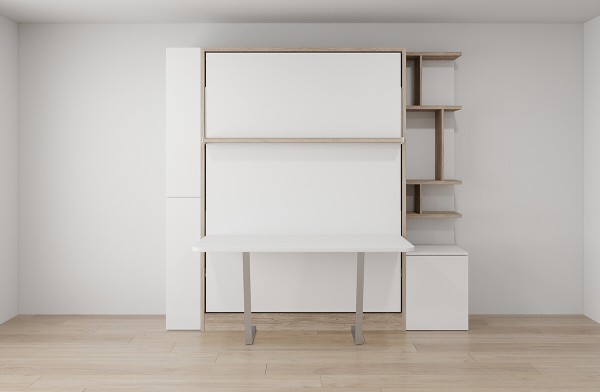 D - ROYAL Queen Wall Bed with Bookcase Set