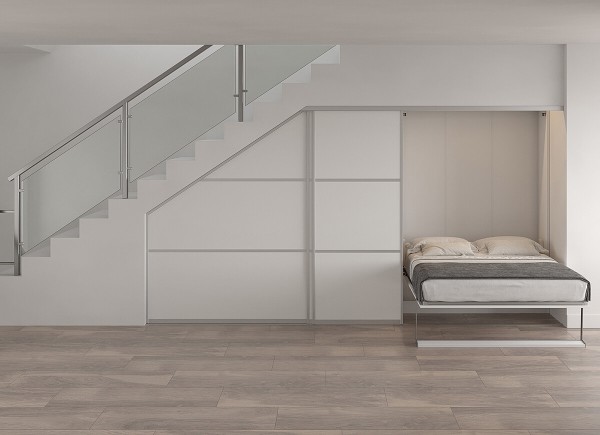 D - ROYAL Queen Wall Bed with Desk and Bookcase