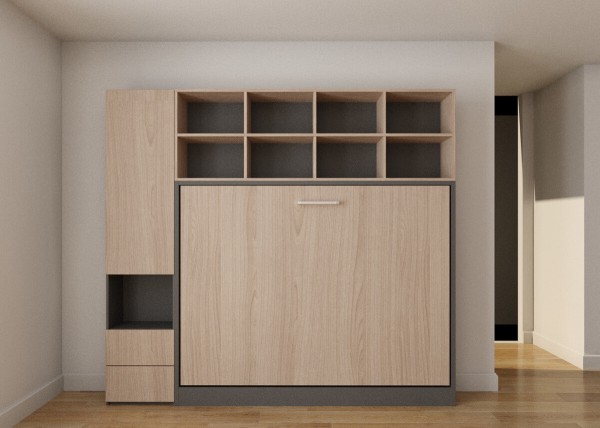 D - Double Fold Queen Murphy Wall Bed with Wardrobe