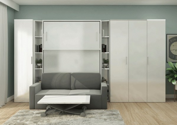 D - ROYAL Queen Wall Bed with Wardrobes