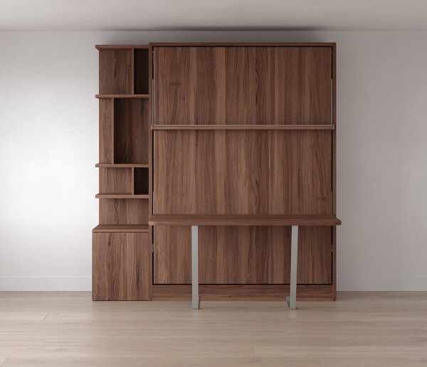 D - Royal Queen Wall Bed With Desk and Bookcase