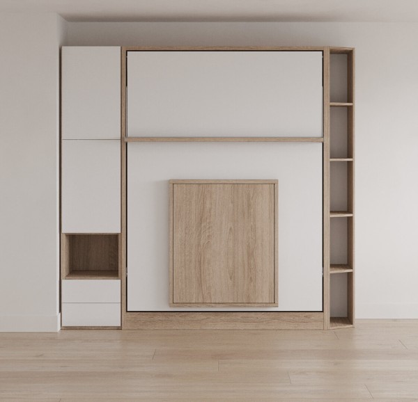 Royal Queen Wall Bed with Bookcase Wardrobe and Folding Table 3