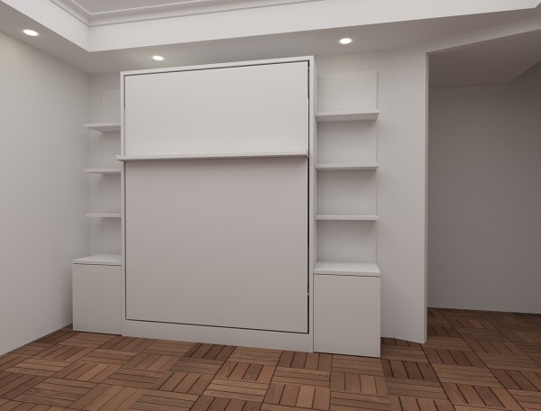 Royal Queen Wall Bed with Bookcase and Wardrobe 36