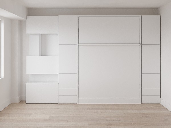 D - ROYAL Queen Wall Bed with Wardrobe and Bookcase Set