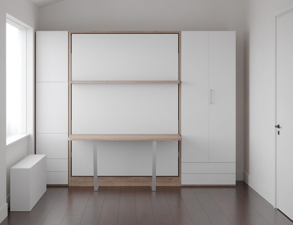 D - Royal Queen Wall Bed with Desk and Wardrobes