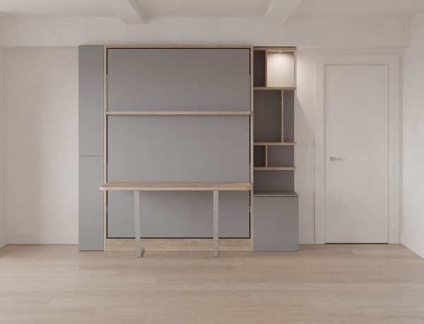 D - Royal Queen Wall Bed With Desk and Bookcase