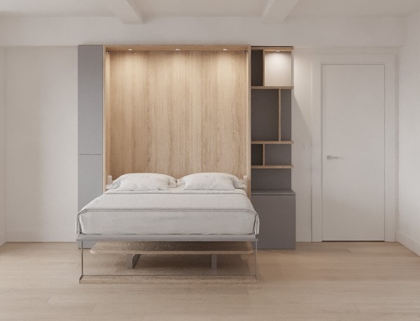 Royal Queen Wall Bed with Desk Wardrobes and Bookcase Set 13