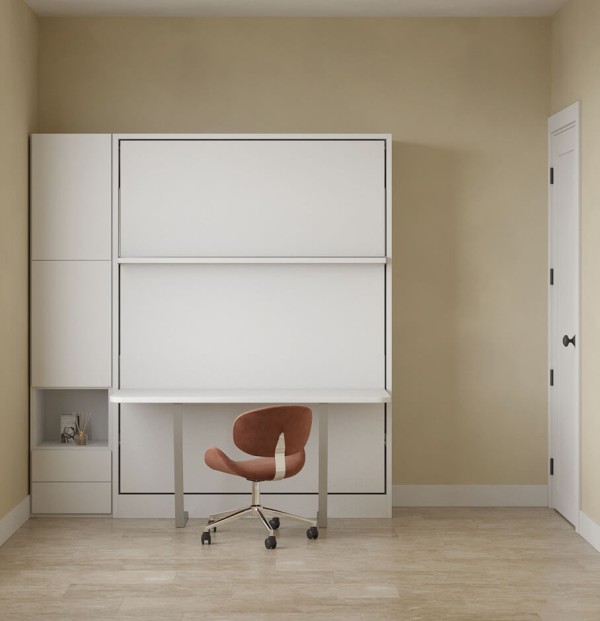 D - Royal Queen Wall Bed with Desk, Wardrobes and Bookcase Set