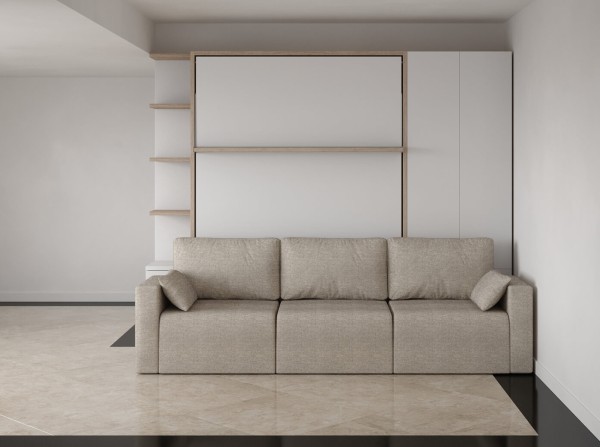 Royal Queen Wall Bed with Sectional Sofa Wardrobe and Bookcase Set 23