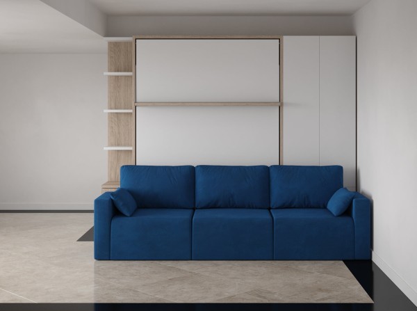 Royal Queen Wall Bed with Sectional Sofa Wardrobe and Bookcase Set 26