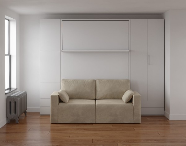 D - Royal Queen Wall Bed with Wardrobes and Sofa
