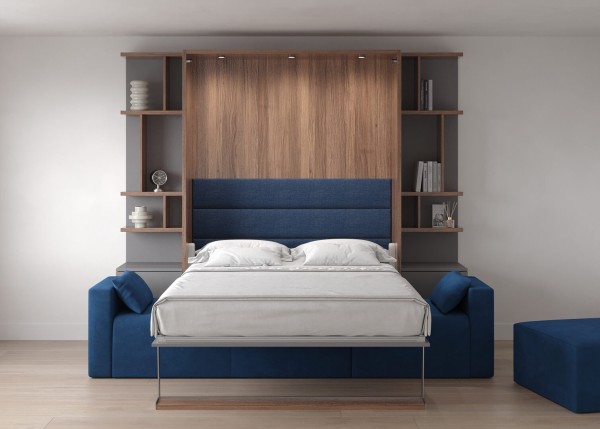Royal Queen Wall Bed with Sectional Sofa and Bookcase Set 25