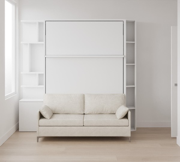 Royal Queen Wall Bed with Sectional Sofa and Bookcase Set 71
